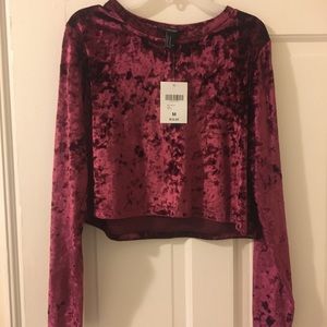 Wine velvet crop-top
